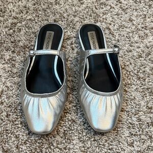 Steve Madden Metallic Silver Mules